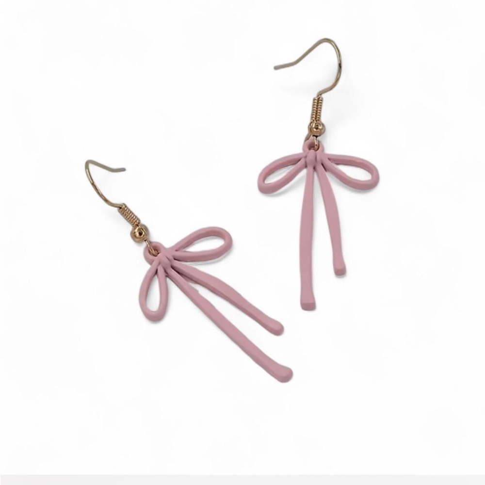 Pink Bow Earrings Cute Girly‎ Ribbon Jewelry